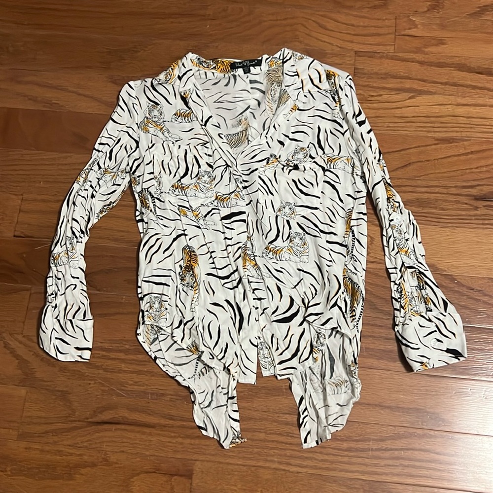 Women’s Blouse with Tigers/Tiger Print - Like New, Only Worn Once - Size XS